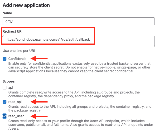 GitLab OAuth application